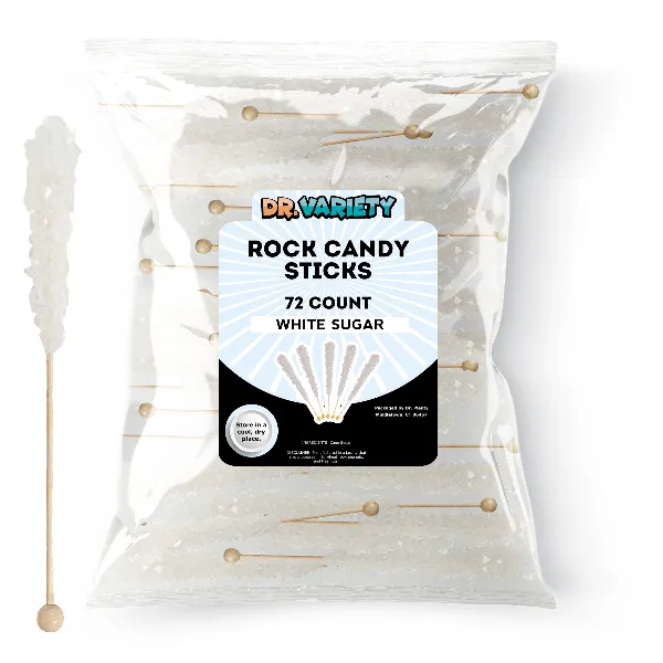 White Sugar Rock Candy Sticks, Bulk - Dr. Variety Candy