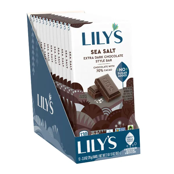 Lilys Sea Salt Dark Chocolate Bar, Organic - Lily's (by Hershey) Candy